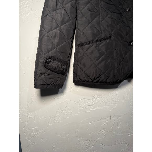 St Johns Bay black quilted flannel lined button down jacket womens small barn - Picture 2 of 7